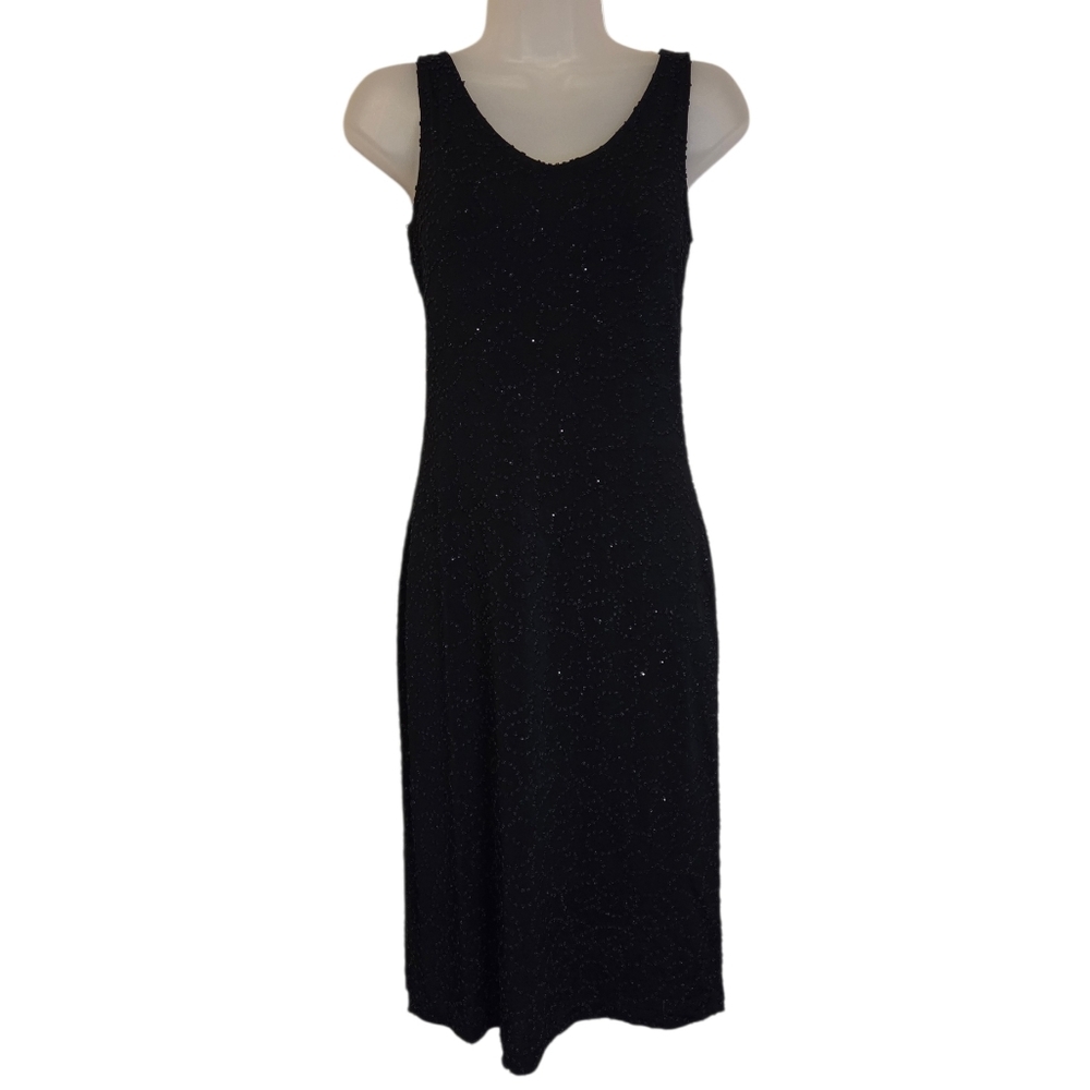 Vintage Cache Sequin Beaded Cocktail Black Dress Women's Small Y2k 90s - Picture 2 of 8